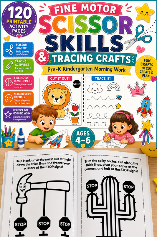 Trace and Snip Cutting Practice Activity Book
