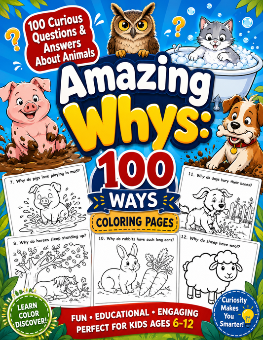 Amazing Whys: 100 Ways coloring pages: About Animals,