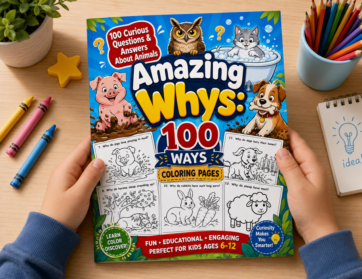 Amazing Whys: 100 Ways coloring pages: About Animals,