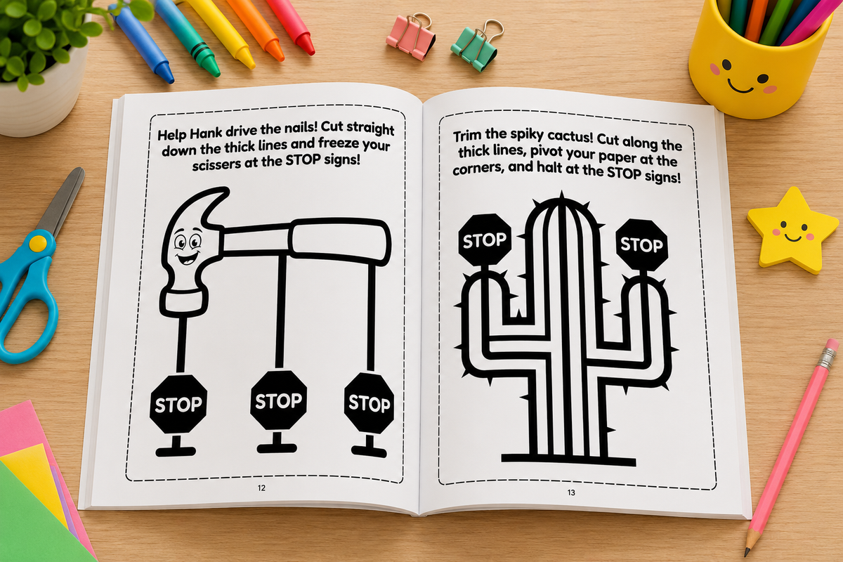 Trace and Snip Cutting Practice Activity Book