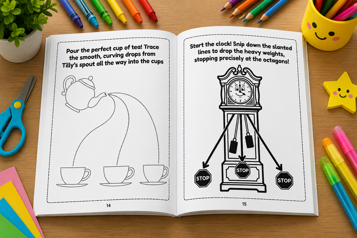 Trace and Snip Cutting Practice Activity Book