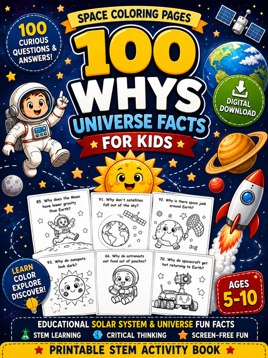 100 Whys About Space: A Curious Kids Coloring Book