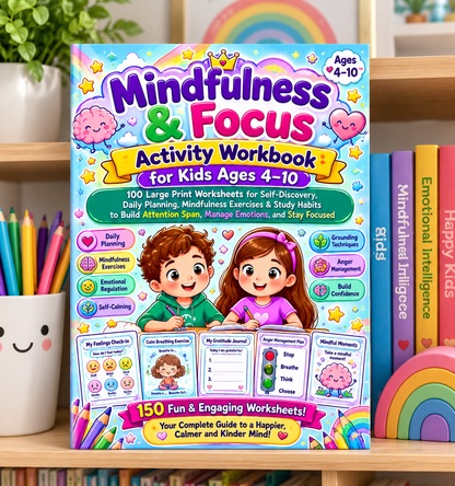 Mindfulness & Focus Activity Workbook for Kids Ages 4-10