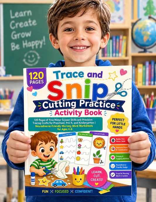 Trace and Snip Cutting Practice Activity Book